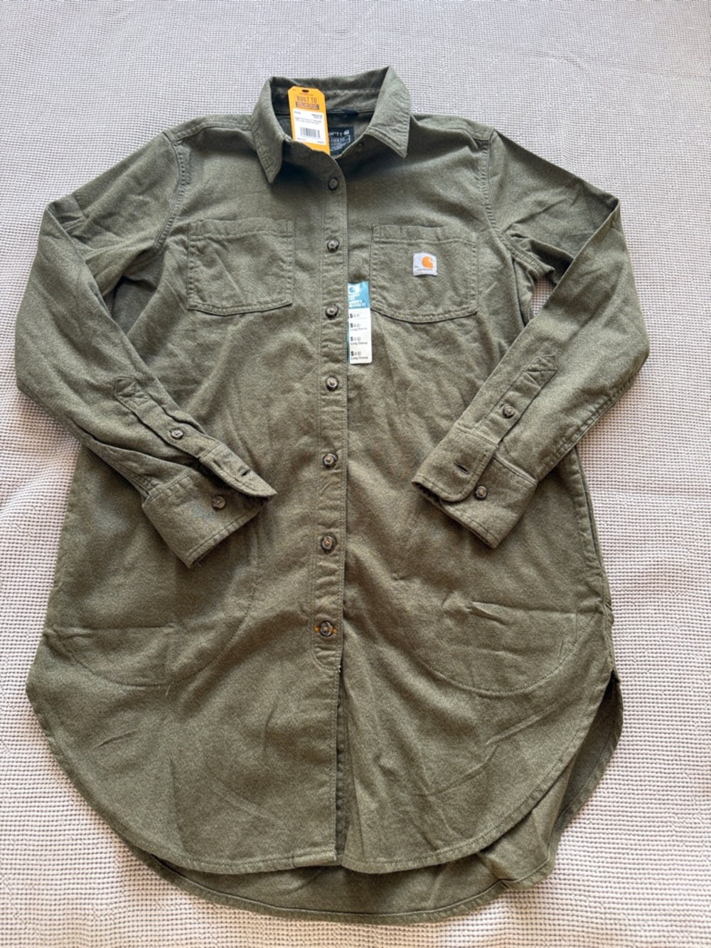 Carhartt Olive Utility Button-Front Shirt Dress